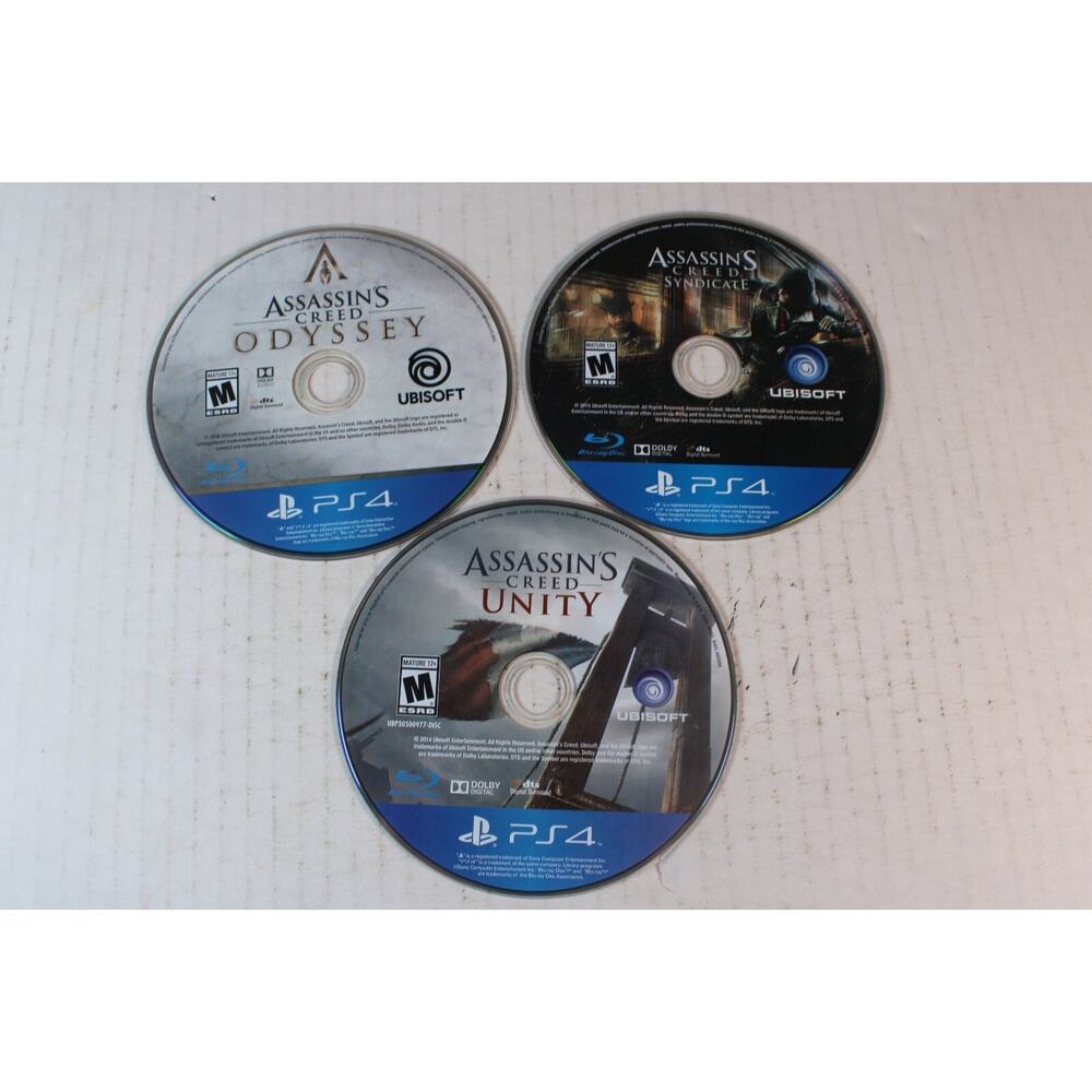 Assassin's Creed Bundle (Sony PlayStation 4, PS4) Unity, Odyssey, Syndicate
